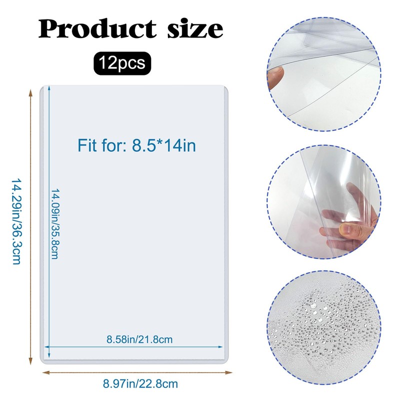 Rainmae 12 Pack 8.5" x 14" Rigid Print Protectors, Clear