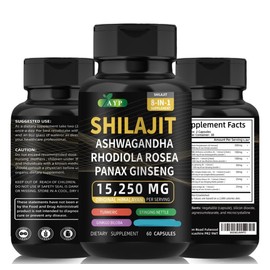 AYP Distribution Pure Himalayan Shilajit Ashwagandha High Strength Capsule 8 in 1 Supplement with Rhodiola Rosea - 60 Vegan Capsules Food Supplement for Energy and Stress
