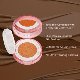 Ruby Kisses Cushion Foundation, Full Coverage Korean Makeup, Lightweight & Long Lasting, All Day Natural Glowy Finish for All Skin Types with Hyaluronic Acid & Bakuchiol (Classic Ivory, 0.52 Ounce)