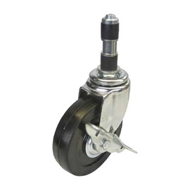 Uei Caster: E Series, ETF-S Type, Free-Caster with Stopper, Rubber Car, Wheel Diameter φ3.9 inches (100 mm), Pipe Diameter φ0.9 inches (22 mm), Manufacturer Model: ETF-100RHS, φ22
