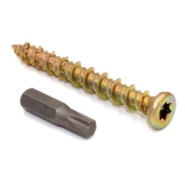 MultiScrew Concrete Screws 7.5 x 150mm (Pack of 20) Torx Drive Flat Countersunk Head Yellow Zinc Use Without Plug For Brick Hollow Block Natural Stone Window Frame Door and General Joinery