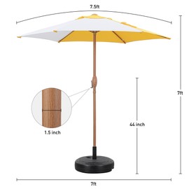 GDY 7.5 ft Multi-Color Beach Umbrella and Base, Patio Umbrellas Sunshade for Market, Patio, Pool, Garden Backyard (Yellow and White)