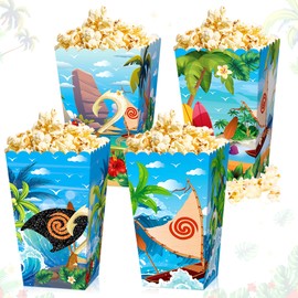 JeVenis 12 PCS Moana Birthday Party Supplies Moana Party Popcorn Boxes Moana Party Favors Treat Goodies Sweets Favors Bags Boxes for Birthday Baby Shower