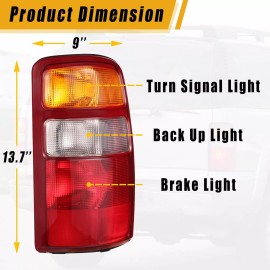 QCL-Autoparts Pair Tail Lights for 2000-2006 Chevy Tahoe Suburban GMC Yukon Brake Lamps LH RH