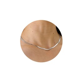 RWQIAN Flat Necklace Women's Snake Chain Herringbone Pattern Chain Golden Silver Choker Jewellery, Stainless Steel