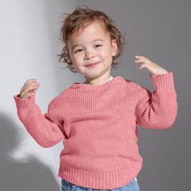 PATPAT Infant Baby Sweater Round Neck Long Sleeve Knit Jumpers Pullover Sweatshirt Fall Winter Clothes Newborn Pink 3 Years