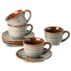 Tikooere Ceramic Espresso Cups with Saucers 5 Oz,Set of 4