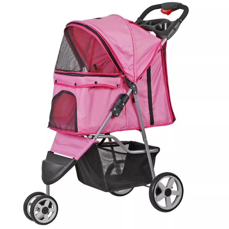 SEGAWE 3-Wheels Foldable Pet Stroller Dog Cat Carrier Trolley Cart