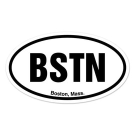 BSTN Boston Mass Oval Vinyl Car Bumper Window Sticker 3" x 2"