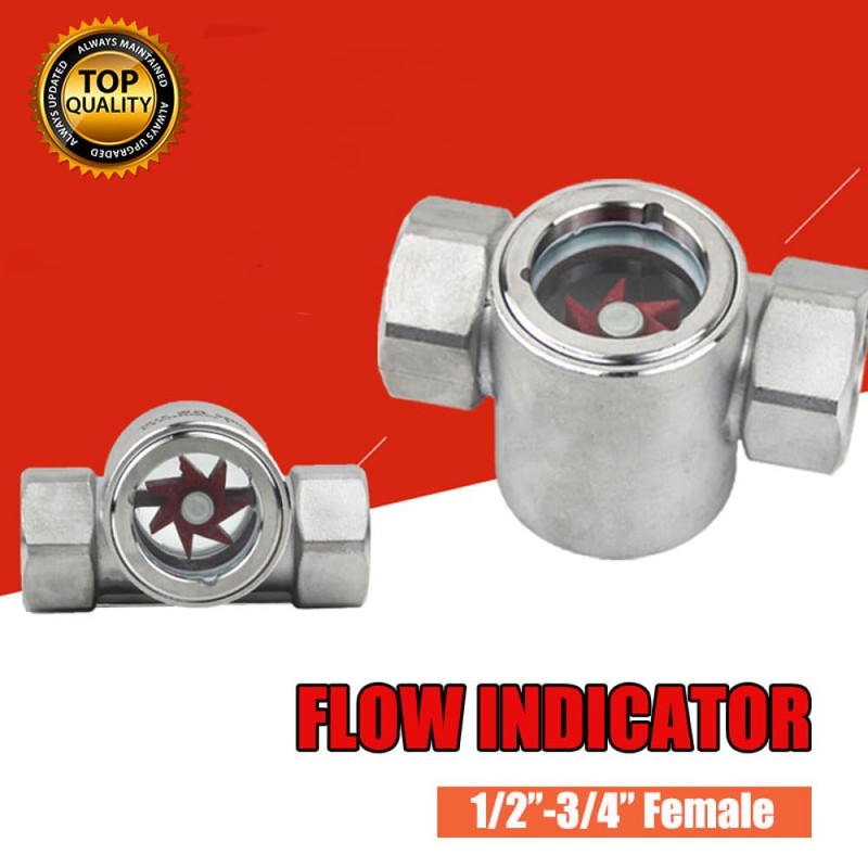 Water Flow Indicator, 1/2" / 3/4" BSP Female Thread Window