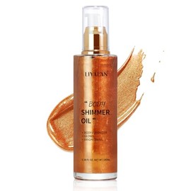 Liyalan Aceite Corporal Brillante Bronce Oro 5 Colores Bronce 100 ml Iluminador de Cara Perla Iluminador Corporal Maquillaje Brillo Purpurina Líquido 