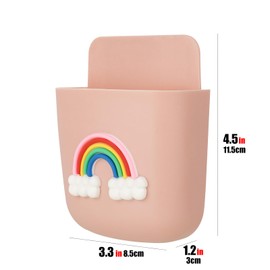 CAIRIAC Universal Remote Control Holder Adhesive Wall Mount Pink Storage Organizer Box Phone Charging Holder Pencil Storage Containers for Home Office School Supply Orgaizers Gift 3 Pack (Rainbow)
