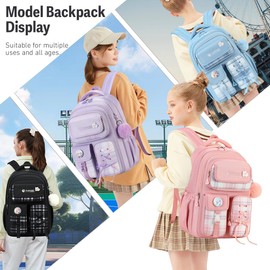 Cusangel Girls Backpack for School, 8Ages+ Student Laptop Backpack,18 inch Cute Daily BookBag, Large Capacity Waterproof Daypack