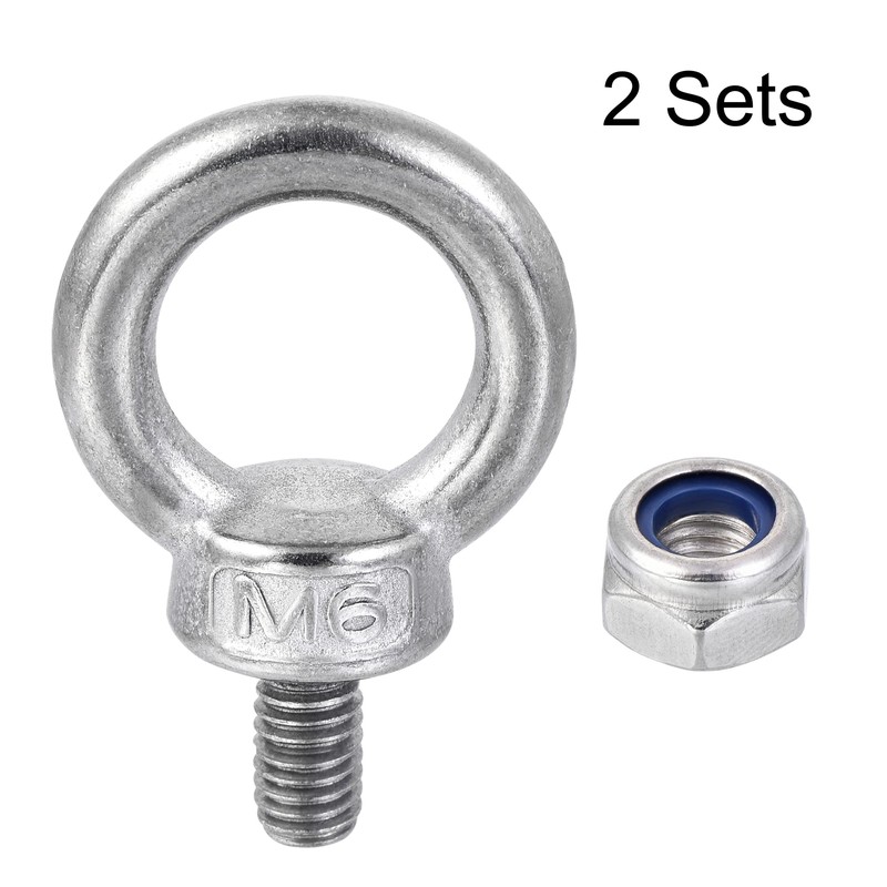 sourcing map Lifting Eye Bolt M6 x 12mm Male Thread