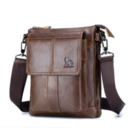 Business Men's Shoulder Bag Casual Fashion Leather Crossbody Bag Multi Pocket Portable Travel Bag Small Backpack, brown, 多能