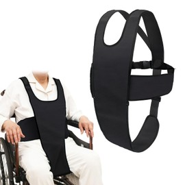 YIBEICO Wheelchair Seat Belts Adjustable Shoulder Straps, Wheelchair Seat Belts for The Elderly, Patients (Black)