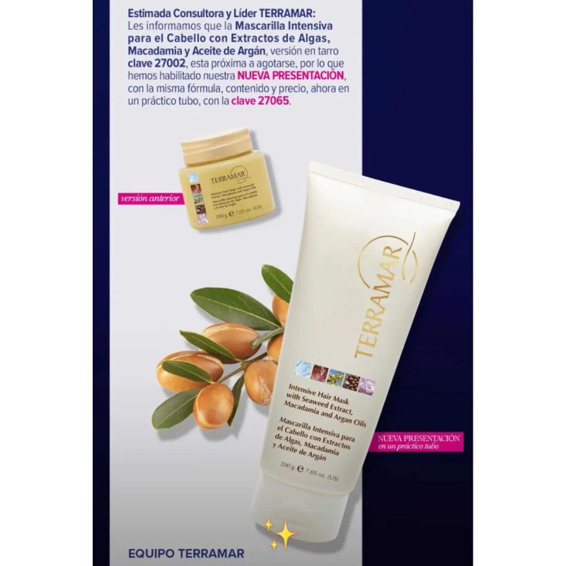 Mascarilla Intensiva Capilar Terramar, 200 Grs. Original