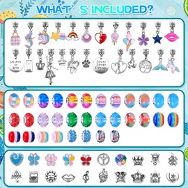 VICTLOV Charm Bracelet Making Kit,Jewelry Making Supplies Beads,Unicorn/Mermaid Crafts Gifts Set for Girls Teens Age 5-12