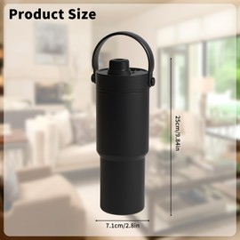 25oz Wide Mouth Stainless Steel Water Bottle with Leak Proof Lid Straw for Car Cup Holder, Cold Water Drinks, Sports,Black