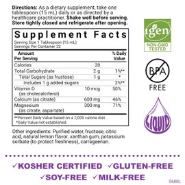 Bluebonnet Nutrition Liquid Calcium Citrate Magnesium Citrate, Vitamin D3, Bone Health, Gluten Free, Soy free, milk free, kosher, 32 Servings, Lemon Flavor, 16 Fl Oz (Pack of 1)