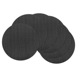 sourcing map 6 Pcs Placemats, 13.7 Inch PVC Placemats Round Braided Place Mats Non-Slip Heat Resistant Place Mats Washable Table Mats for Dining Table Vertical Texture Surface, Black