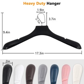 DEDU Suit Hangers for Men 6 Pack, Black Coat Hangers No Shoulder Bump Non Slip Width 17.7", Plastic with Metal Hook