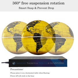 6 Inch Floating Globe Magnetic Levitation with Book Base and LED Color Changing Light, Magnetic Levitating Globe for Desk Office Home Decor Educational Gift for Men Father Boys Boss, w/Touch Control