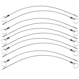 Thorn Loop Wire Rope Lanyard Cable Tether Stainless Steel with Split Rings (12inch Length Silver)