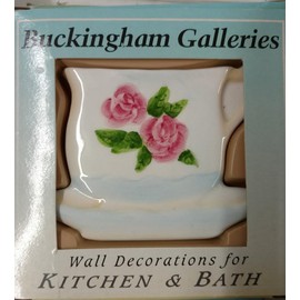 Buckingham Galleries Wall Decorations for Kitchen and Bath (Pink Flowers Tea Cup)
