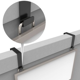 KOPKIO 4 PCS Office Cubicle Hangers Over The Door Hook,Cubicle Walls Hooks Universal Panel Partition Metal Hooks for Hanging File Bins,Keys,Whiteboard,Black