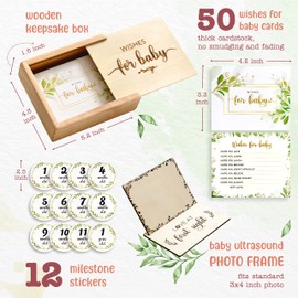 97 Decor Wishes for Baby Box - Baby Shower Guest Book Alternatives, 50 Pcs Baby Advice Cards for Baby Shower Book, Well Wish Cards for Baby Shower Keepsake Box, Baby Shower Games Gifts