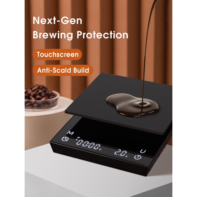 Metal Coffee Scale with Auto Timing, Rechargeable Espresso Scale with