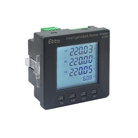 3 Phase Full Power Current Voltage Power Meter Intelligent Multi-Function Programmable Electric Power Meter Electricity Usage Monitor Digital Ammeter with RS485 & LCD Display (RS485+2DI+2DO)