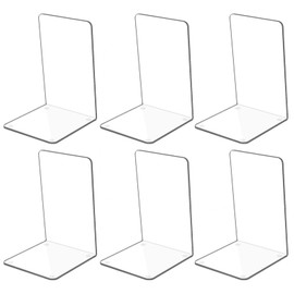 Kioneer 3 pairs Acrylic Bookends Clear Book ends,Plastic Non-Slip Bookend Bedroom Library Office School and Desktop Organizer