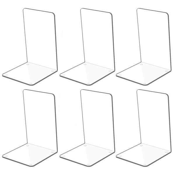 Kioneer 3 pairs Acrylic Bookends Clear Book ends,Plastic Non-Slip Bookend Bedroom Library Office School and Desktop Organizer