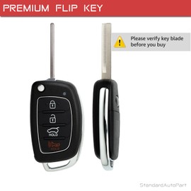 StandardAutoPart 4 BTN Flip Key Compatible with Hyundai Santa Fe 2013 2014 2015 2016 TQ8-RKE-3F04 [ 315MHZ ] [ Chip: 4D60 ], SAP954304Z101