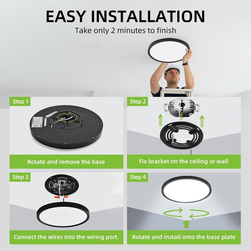 hykolity 12 Inch Selectable CCT LED Round Flat Panel Light,