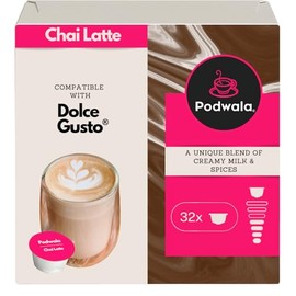Podwala Chai Latte Pods - 32 Dolce Gusto Compatible Capsules | Aromatic Spiced Indian Tea (32 Pods, 32 Servings)