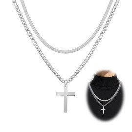 UEIOAVL kreuz kette kreuzkette kreuz kette herren kette silber herren kreuz kette silber ketten für herren silberkette herren Kubanische Kette Geschichtet Kreuz Anhänger kubanische Gliederkette