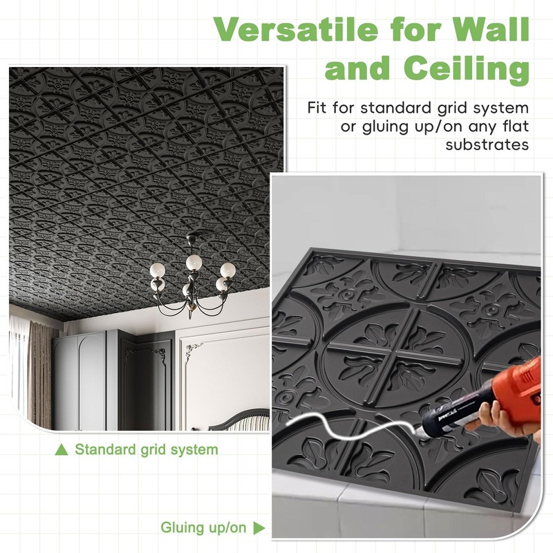 Art3d Drop Ceiling Tiles 2x2, Glue-up Ceiling Panel, Fancy Classic