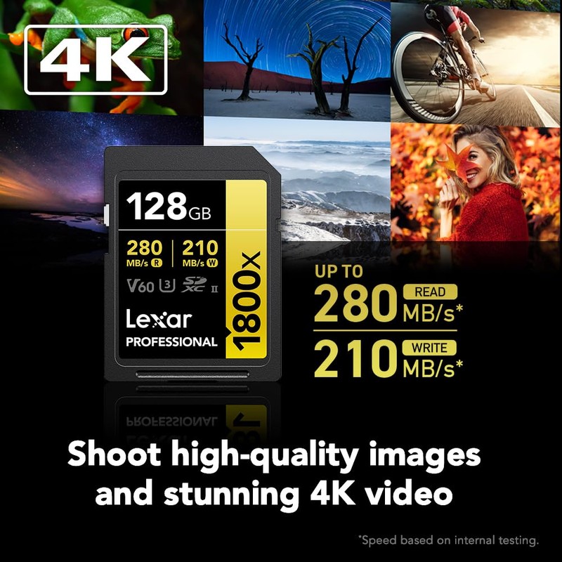 Lexar SD Card Professional 1800x SDXC Card Max Read 270MB/s