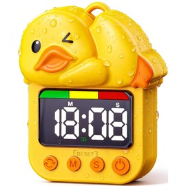 Dolidream Shower Timer Cute Duck Waterproof Bathroom Toilet Kids Visual Timer, Suction Cup for Wall Mount Swim, Rechargeable (Yellow)
