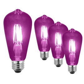 SLEEKLIGHTING LED 4Watt Filament ST64 Purple Colored Light Bulbs – UL Listed, E26 Base Lightbulb – Energy Saving - Lasts for 25000 Hours - Heavy Duty Glass - 4 Pack