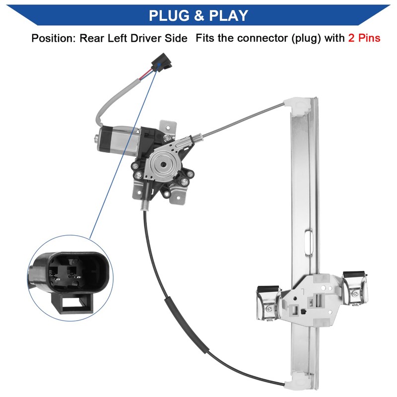 Obaee Rear Left Driver Side Power Window Regulator with Motor