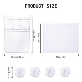 TRKETK 2 Pcs Bath Toy Net, Bath Toy Holder Mesh Bath Toy Storage Kids Bath Toy Tidy Storage Bag with Suction Cups Bathroom Toy Storage Net Quick Drying Bathtub Toy Basket (White)