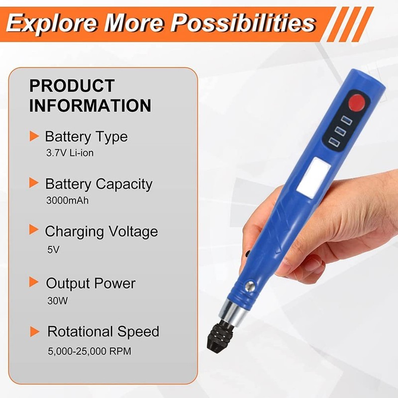 Bjworeye Electric Cordless USB Rechargable Hand Drill Kit for Jewelry
