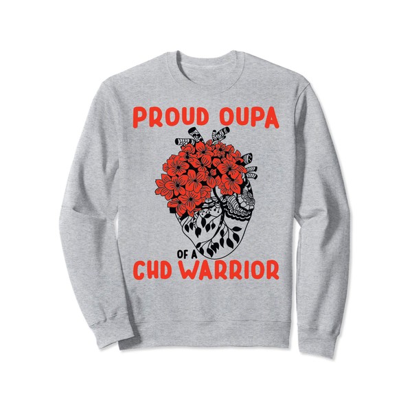CHD Warrior Proud Oupa Pretty Red Floral Heart Design Sweatshirt