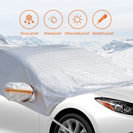 Miytsya Car Windshield Snow Cover, Universal Windshield Ice Cover Protect Windshield and Mirror Covers from Snow, Ice, Frost and Sun Shade Silver #5 (73.7"*66.5")