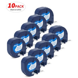Label Orison Label Tape 91201 (S0721610) Black on White 12mmx4m Compatible with Dymo Letratag Tape Plastic Labeling Tapes Cassette 1/ 2inch x 13Feet, 10PK
