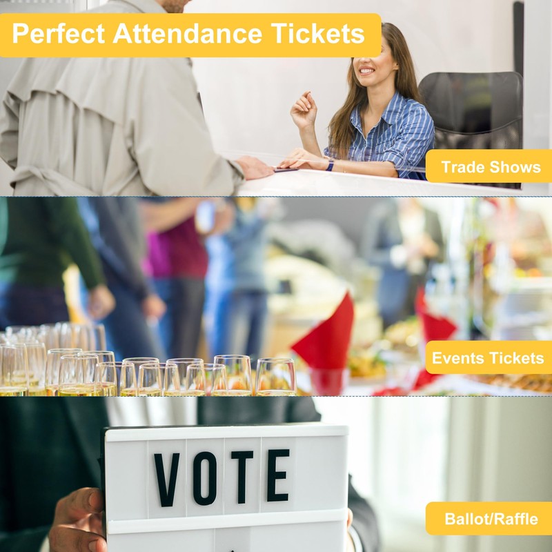 L LIKED Premium Raffle Tickets, Yellow, 1 Roll of 2000,